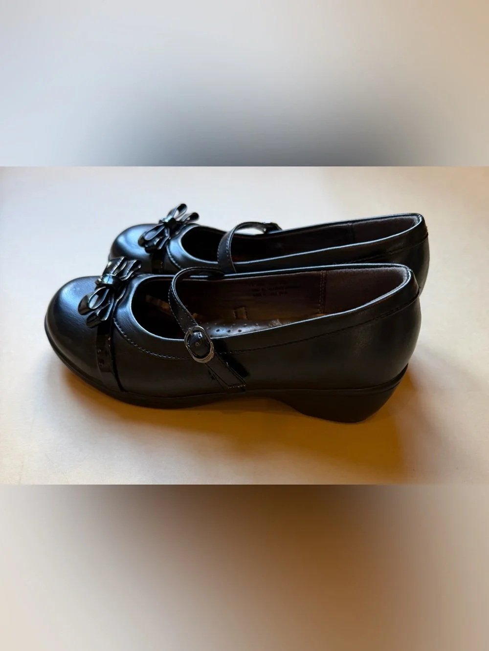 French Toast Girls Black Mary Jane Dress Shoes Bow Buckle Size 3